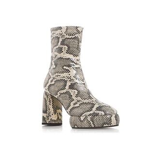 Aeyde Emmy Snake Embossed Platform Block Heel Booties - NWT